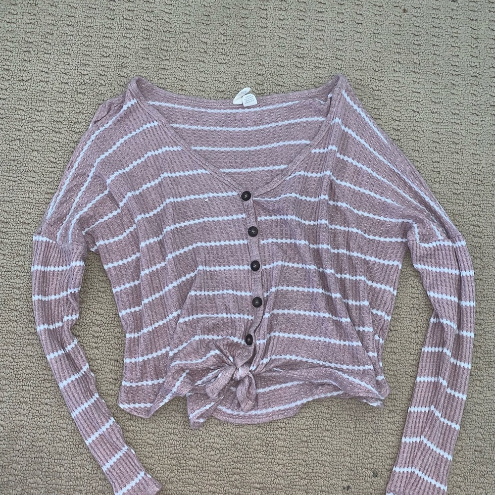 Long sleeve pink crop top sweater